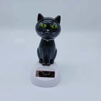 New Solar Swing Doll Car Accessories Creative Cartoon Cat Car Ornaments Gifts Kidsren's Toys (Car ornaments) - 7710-black