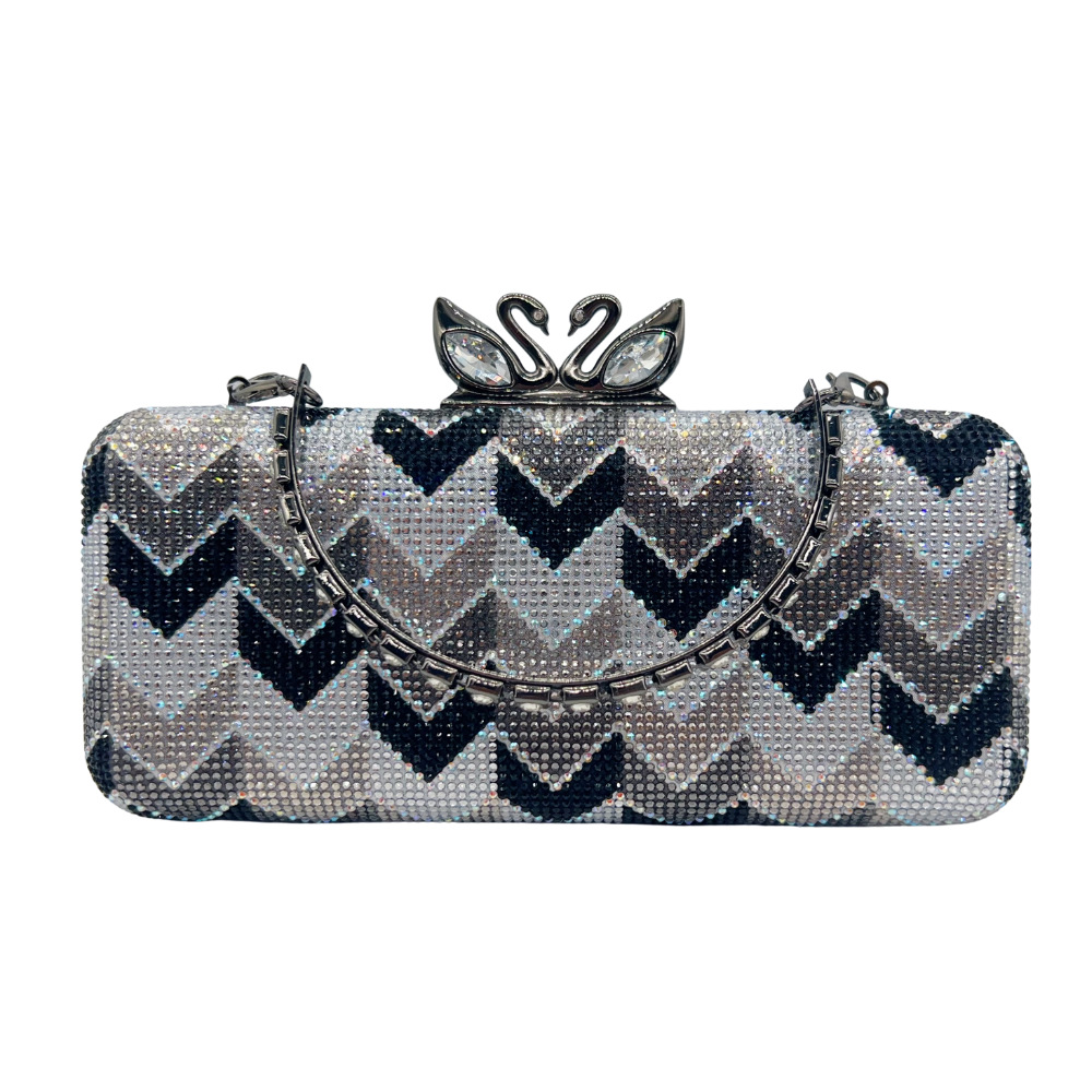 Clutch nữ đính đá lấp lánh hai mặt cầm tay dự tiệc — Đen trắng, màu hồng, màu vàng, màu đỏ chi tiết 14
