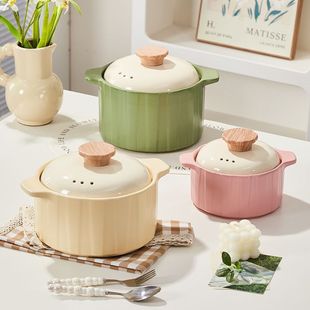 New Cream Ceramic Pot Casserole High Temperature Resistant Household Casserole Pot Special Stew Pot for Gas Stove Universal Soup Pot