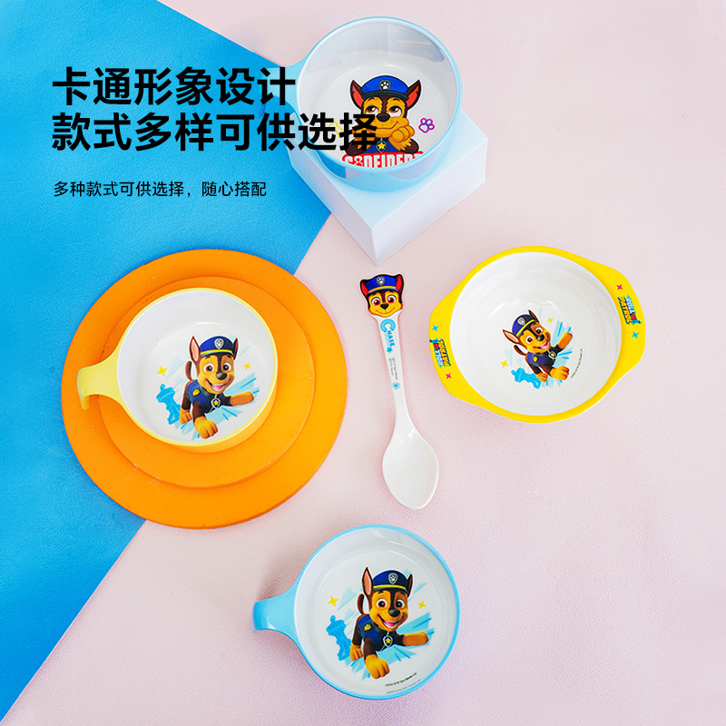 Hilmer Amine Children's Single Handle Bowl and Spoon Tableware suit Baby's Drop-resistant Safe Dining Combination