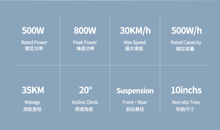 Cross-Border Folding Front and Rear Shock-Absorbing Electric Scooter with Long Battery Life, Portable Sports Scooter for Commuting to Work, Two-Wheeled Scooter