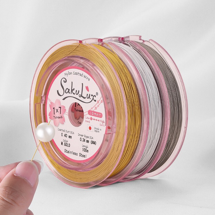 japanese sakulux7 strand steel wire cord beaded thread wholesale handmade diy necklace bracelet pearl thread gold thread