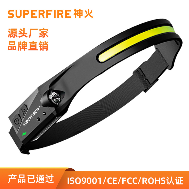 Shenhuo transfronteriza COB inducción fuerte faro de luz venta caliente de carga brillante lámpara de minero montada en la cabeza lámpara de pesca LED HL65