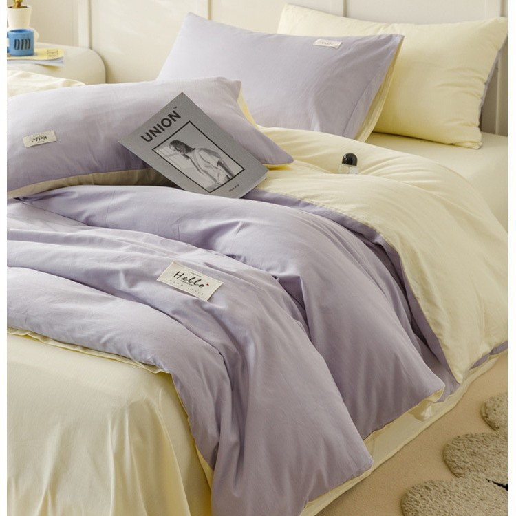 Algodón de cuatro piezas, ropa de cama de algodón lavable, ropa de cama