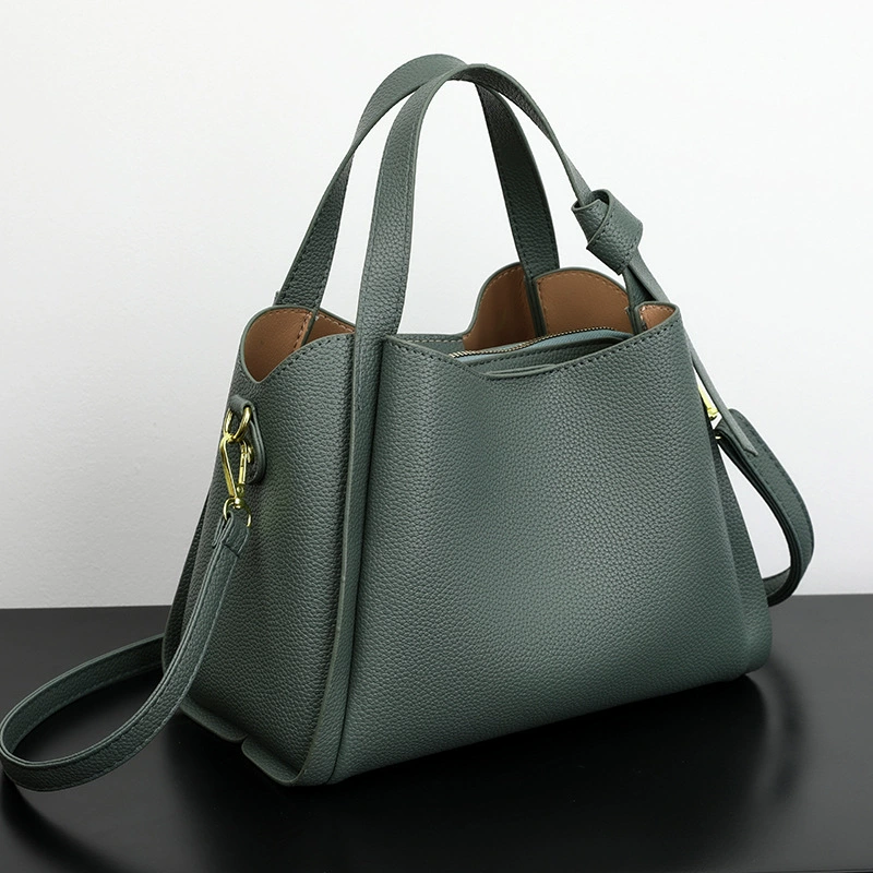 Shoulder Purse Bucket Bag, genuine leather, 26×14×20 cm, one-shoulder & crossbody strap
