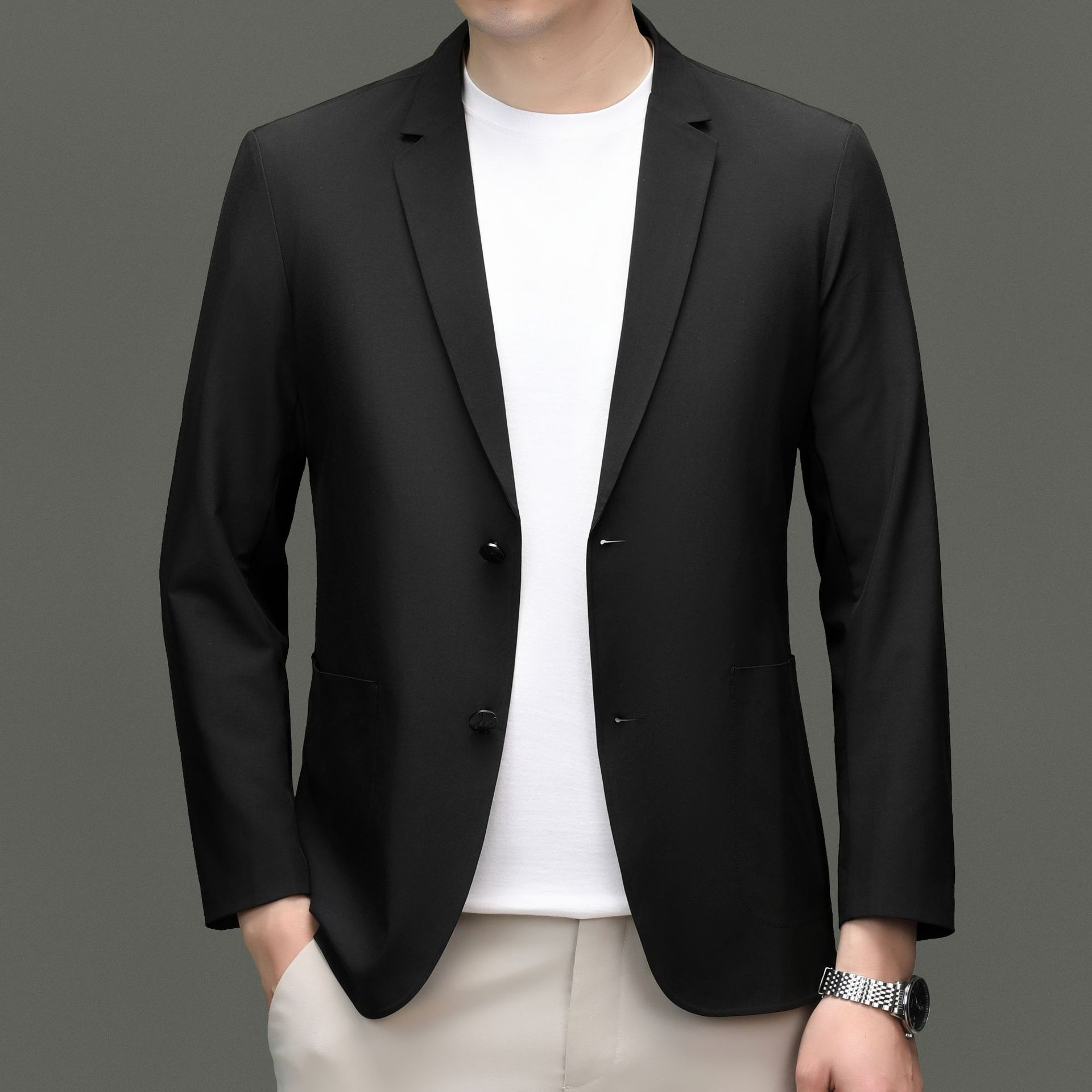 세트 재킷 남자의 새로운 최고 남성 비즈니스 세트 봄과 가을 패션 싱글 서양 캐주얼 남자 아빠 옷