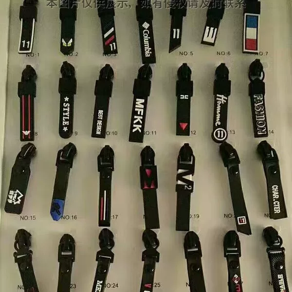 Guangdong Gold Hanging Black Gun Color Leather Zipper Accessories Leather Strip Zipper Piece and Folded Leather Lvyong