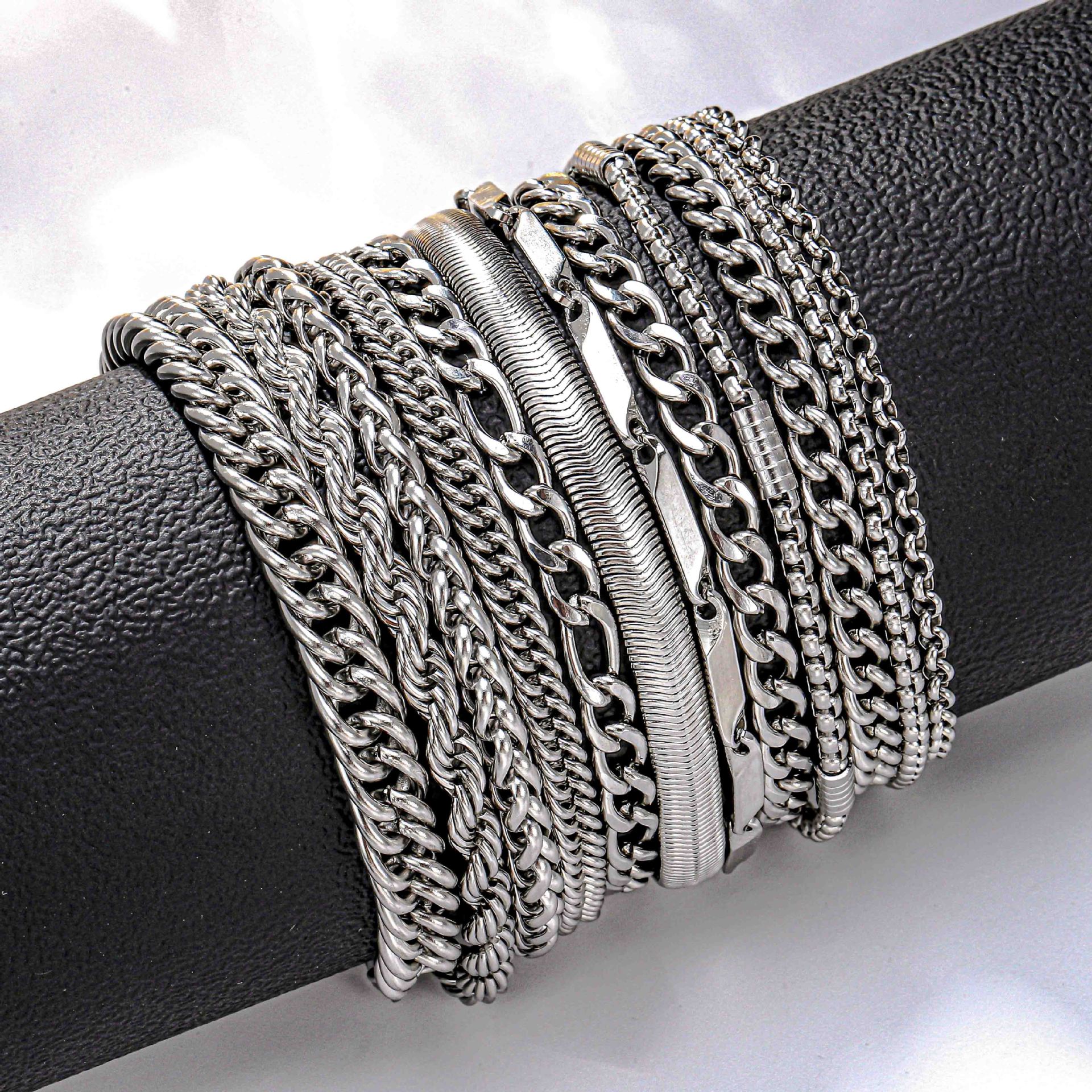 Men's Cuban Chain Bracelet Set Stainless Steel Fashion Jewelry_voghion.com
