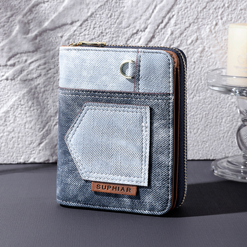 Pequeña billetera para mujeres 2024 nuevo estilo japonés y coreano simple plegable billetera de cambio de estudiantes compacta función corta vaqueros antirrobo