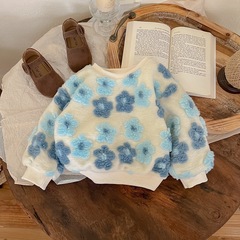 Lingli Girls' Fleece-Quilted Sweater – New Autumn/Winter Collection: Stylish Kids' Fuzzy Sweater with Thickened Lambswool Design