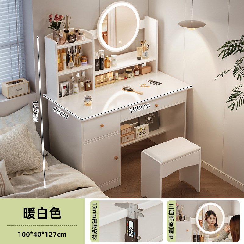 Comedor de vestir dormitorio simple y moderno 2024 nuevo lujo dormitorio principal pequeño tipo de casa mesa de maquillaje espejo gabinete de almacenamiento en uno