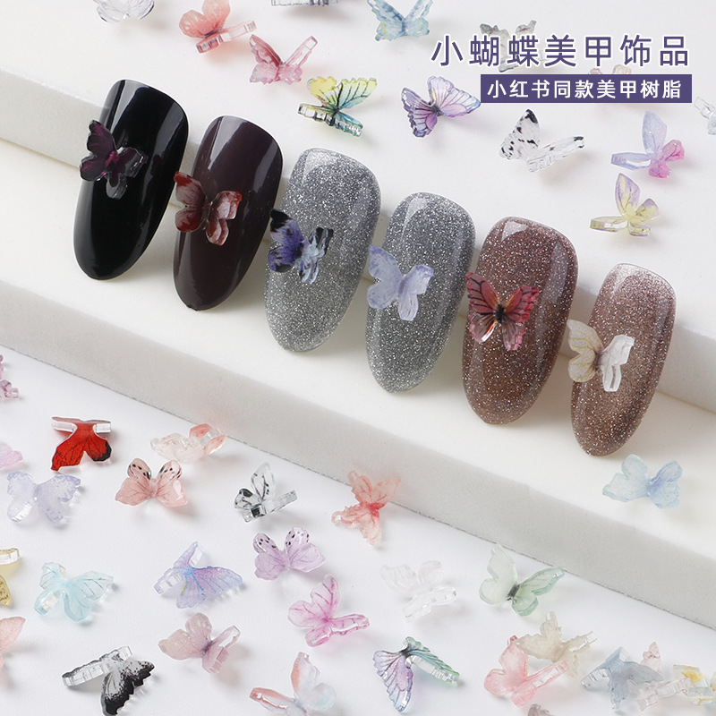 Factory direct nail art three-dimensional butterfly stick drill small red book with INS wind thickened earrings accessories accessories