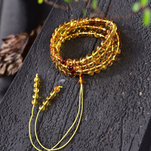6 to 10 mm Natural Flower Amber 108 Beads Multi-Circle Bracelet Amber Multi-Circle Beads Men's and Women's Jewelry