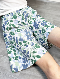 Cotton and silk shorts in summer Japanese pentacarpack, cartoon thin artificial cotton pants wearing big pants home pants