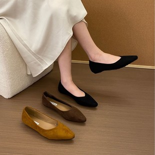 French Senior Niche Brown Single Shoes Women's Shoes 2025 Spring and Autumn Slope Elegant Pointed Commuter Evening Milk Shoes