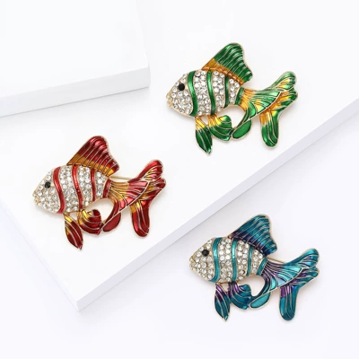 Luxury Enamel Japanese Goldfish Brooch | Yaxa sancaqları