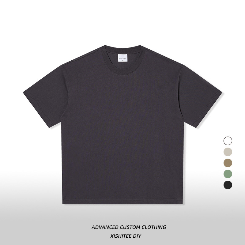 Camiseta blanca de manga corta de algodón puro para hombre, talla europea y americana extragrande de 280 g, personalizada, moderna y fresca para el verano. image 26