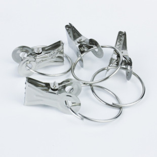 Curtain clip with ring Roman ring silver metal clip integrated with serrated