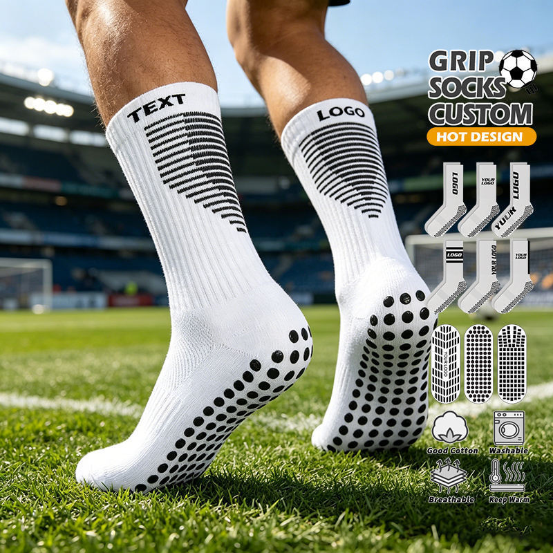 Adult and Youth Sports Football Socks, Spring Knitted Football Socks, Soft Terry Football Socks with Non-Slip Grip