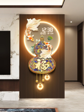 珐琅彩葫芦客厅数码万年历2025新款锦鲤福字玄关电子屏钟表壁挂式