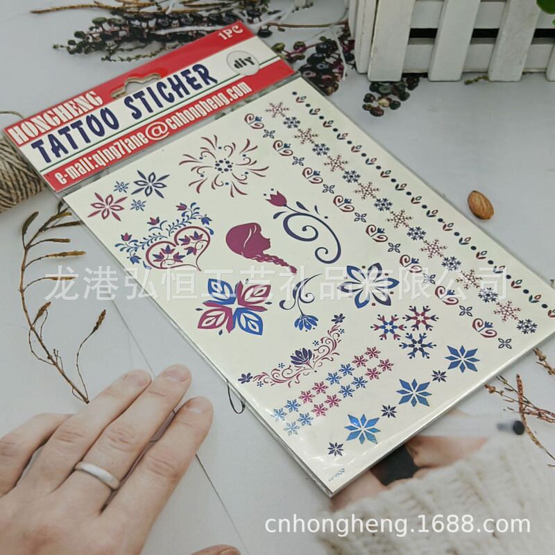 Supply hot gold and silver temporary tattoo stickers decorative tattoo body film and television photography tattoo stickers cross-border