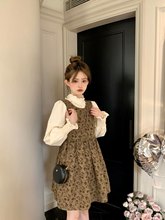新款小众设计感长袖连衣背带裙子秋季宫廷风衬衫半裙两件套女