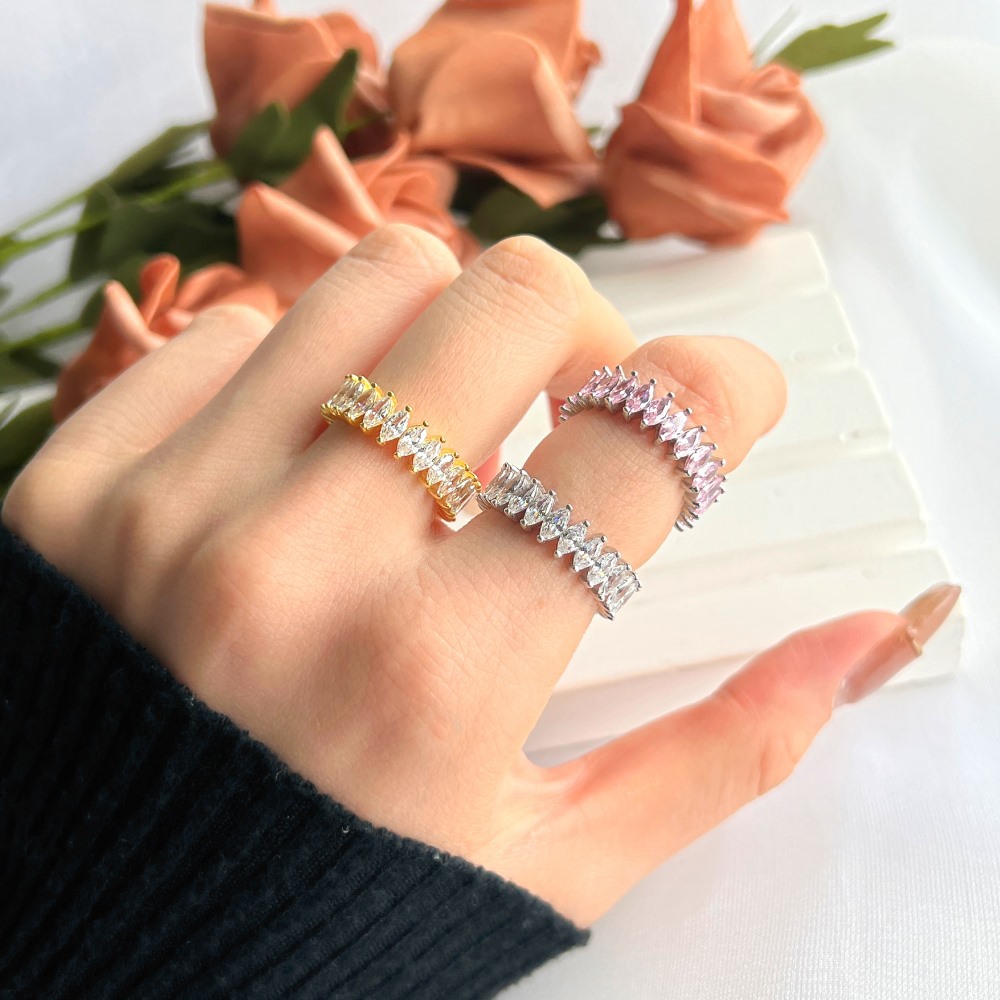 Fashion Square Heart Shape Silver Plating Inlay Zircon Rings 1 Piece