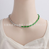 Bamboo necklace, ceramics from pearl jade, chain, European style