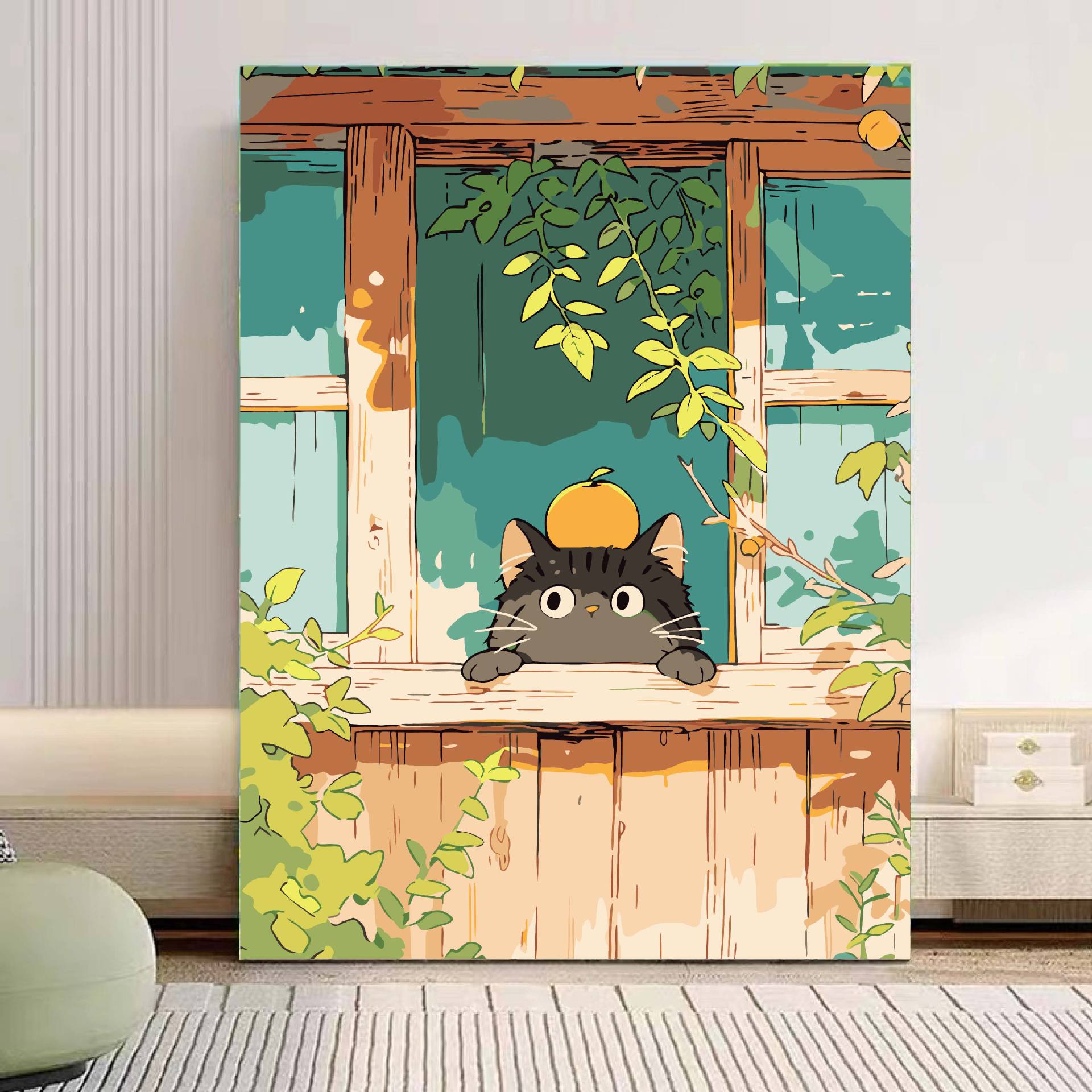 Verano tiempo bricolaje pintura al óleo digital relleno acrílico pintado a mano ilustración hecha a mano sistema curativo descompresión pintura al óleo