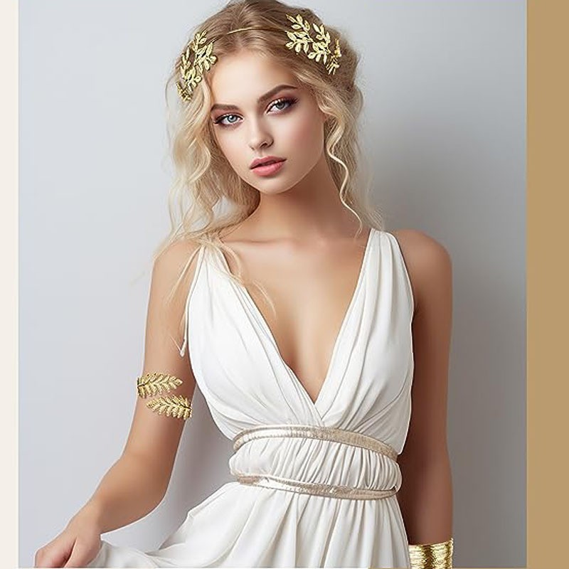 Cross border European and American Bride Leaf Hair Hoops Baroque Gold Leaf Headwear Bracelets Earrings Arm Rings Earrings Wedding