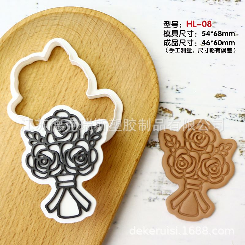 Boda temática molde de galletas fiesta horneado DIY molde de flip 3D estereoscopio prensado molde de corte de galletas heladas