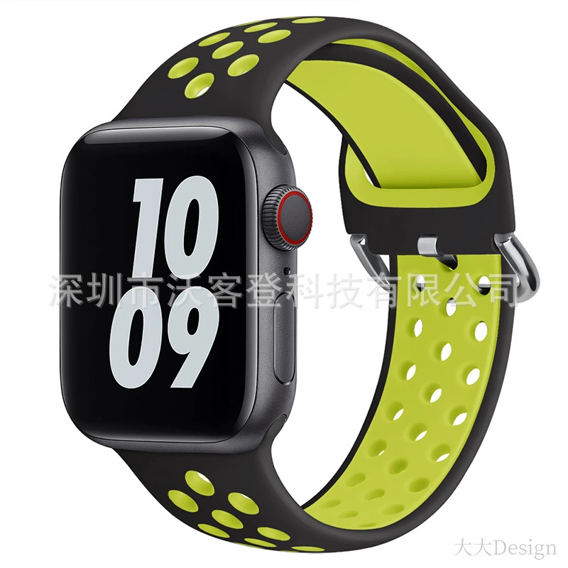 Подходит для Apple, силиконовый ремешок Nike с защёлкой, для Apple Watch 8/7/SE/6/5/4/3/2/1, двухцветный силикон
