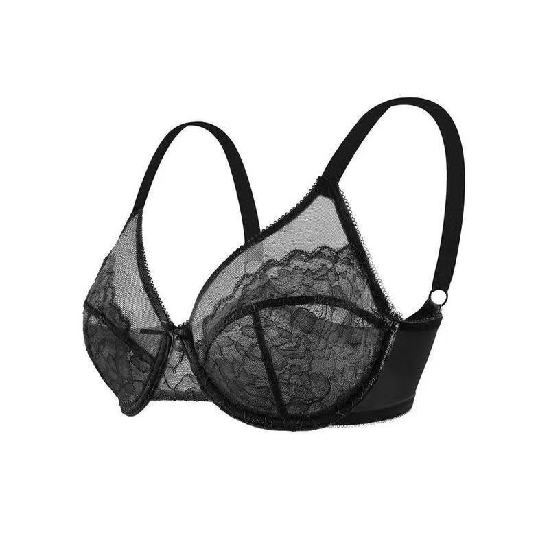 Amazon Cross-border Foreign Trade plus size Underwear Thin Mesh Gather Bra French Sexy Soft Steel Ring Anti-sagging Bra