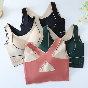 Underwear women's plus size 200kg gathered without steel ring anti-sagging thin sports shockproof running seamless back Wang Jin
