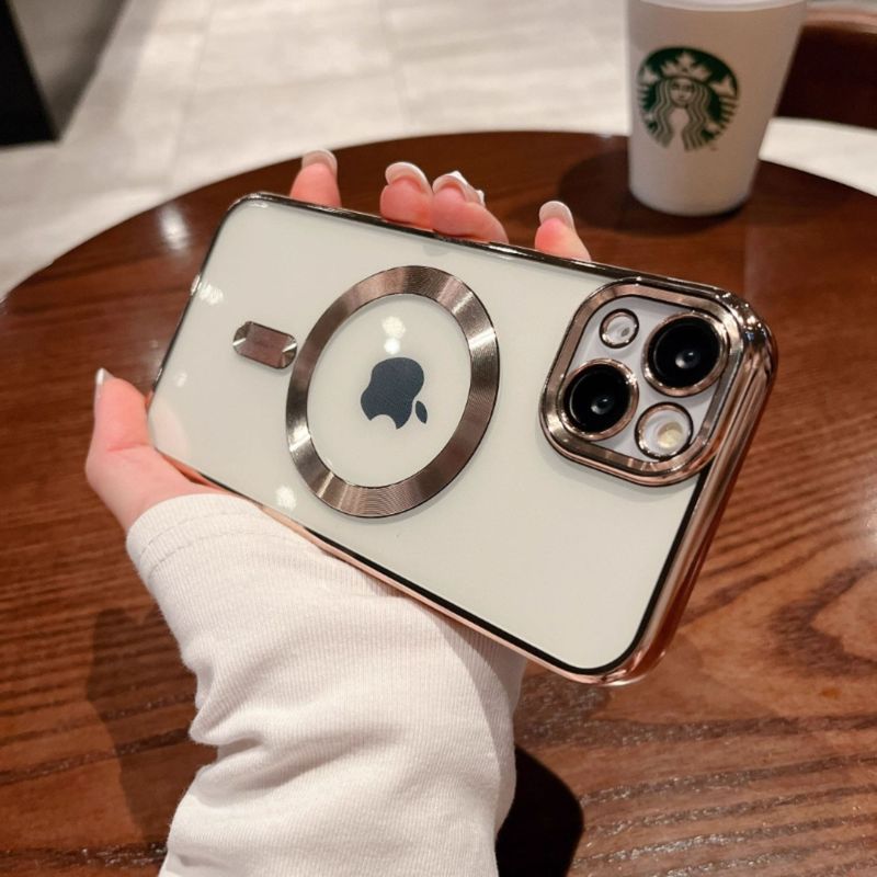 磁吸CD纹适用iPhone17保护套电镀15proMax软纯色高级苹果16手机壳|undefined