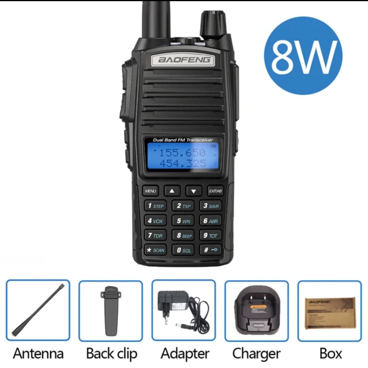 Портативная рация Baofeng UV-82, двухдиапазонная 5W/8W, двойной PTT, варианты длинной батареи