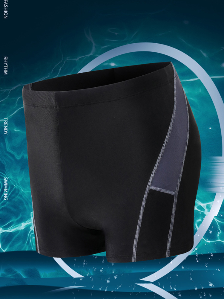 Plus size men's swimming trunks conservative boxer briefs 260 pounds hot spring waist tie elastic comfortable swimming trunks_voghion.com