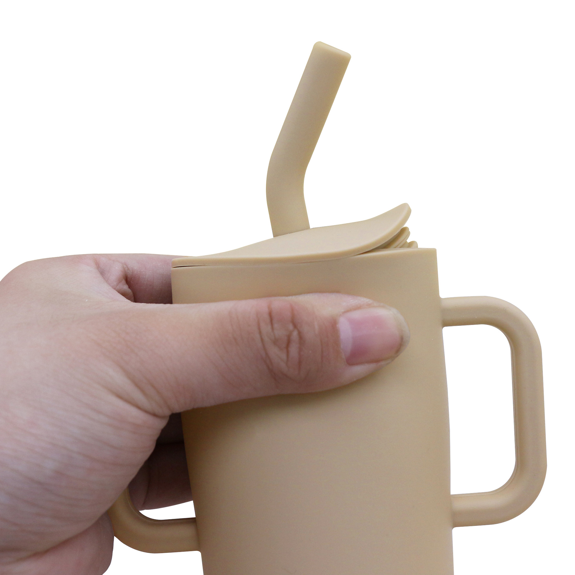 Tazas de silicona transfronterizas para niños más de 6 meses, tazas de boca de pato para bebés, tazas de paja resistentes a la asfixia, venta directa de fabricantes