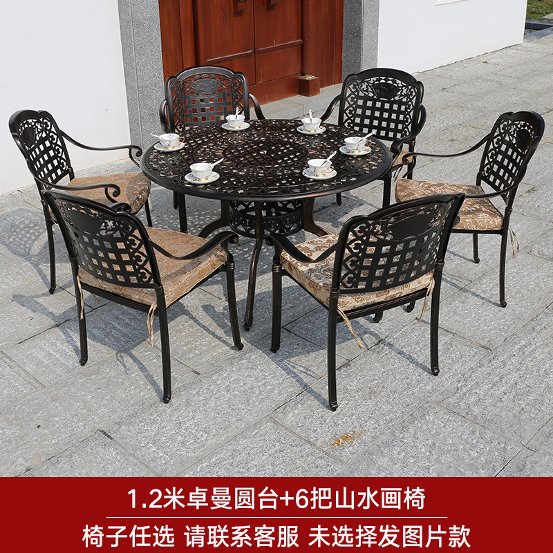 Mesa redonda zhuoman de 120 diámetros + Silla de pintura de paisaje