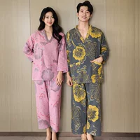 Bamboo хлопок ретро длинная домашняя пижама женский паровой костюм пара большой размер мужской халат сауна