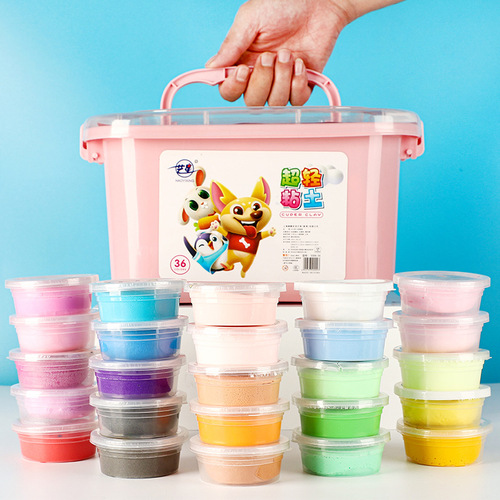Boxed 36-color ultra-light clay kindergarten plasticine mud storage box children's handmade light clay DIY toys