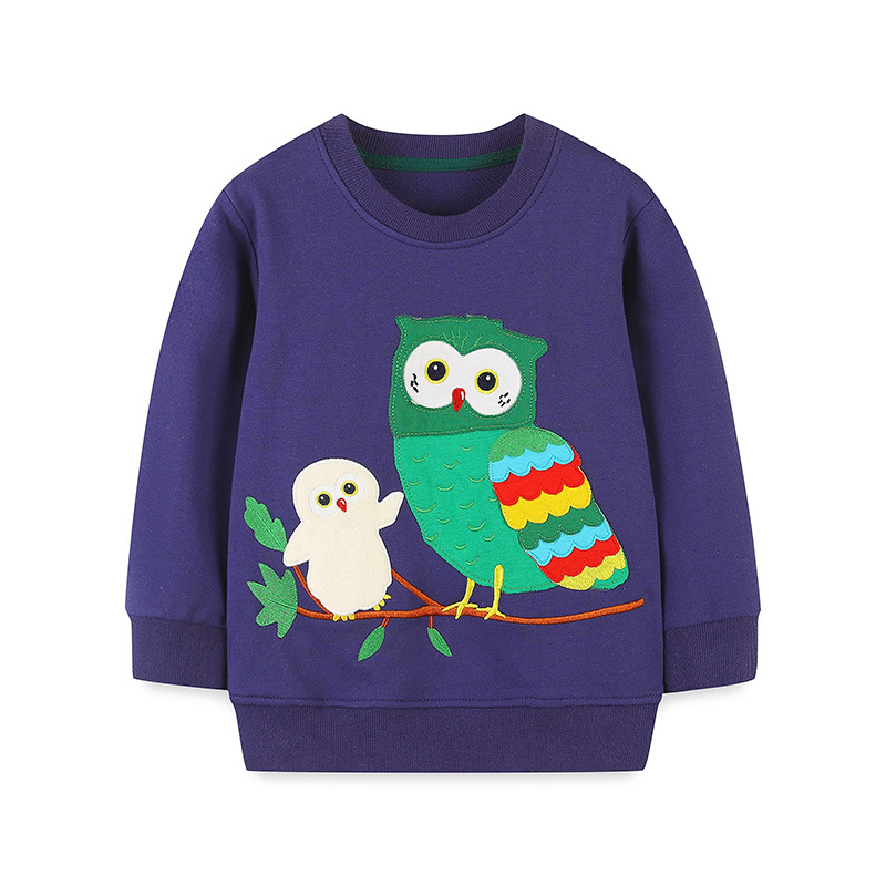 Otoño estilo europeo y americano algodón de punto ropa infantil nueva moda de niños dibujos animados bordados chaqueta de cuello redondo un cabello