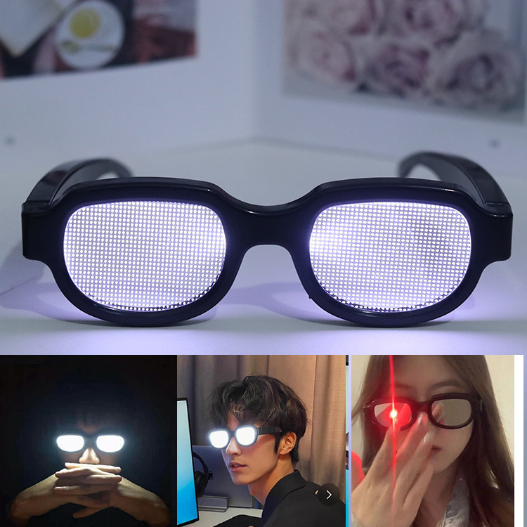 LED technology luminous glasses TikTok Conan same style Sand Carving funny personality funny ball performance glasses gift