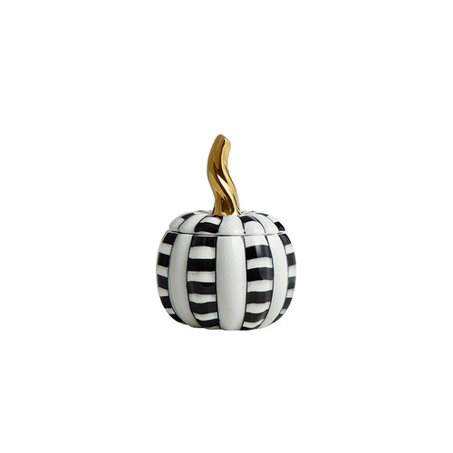 Modern light luxury hand-painted ceramic black and white grid pumpkin decorative vase sample room accent living room wine cabinet creative craft