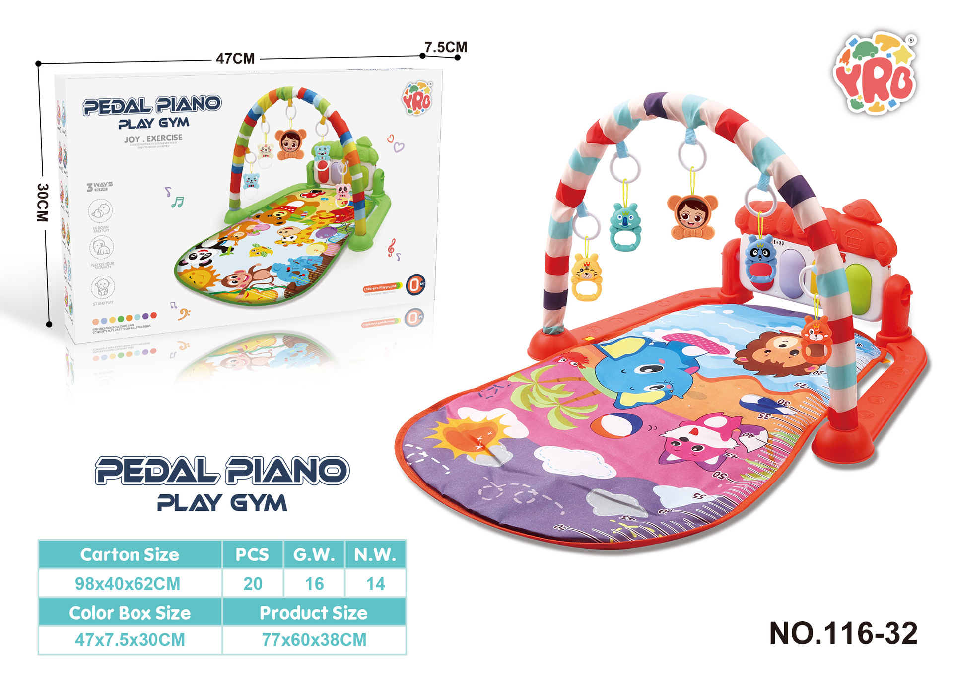 Yrb Amazon フィットネススタンド 0-36 ヶ月のおもちゃ新生児音楽フィットネスデバイスベビーピアノ卸売