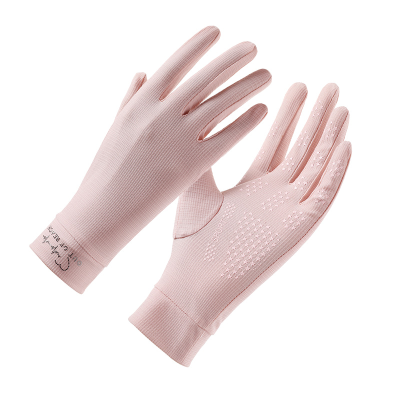 Guantes de protección solar para mujer, verano al aire libre, fresco y transpirable, conducción, conducción, deportes antideslizantes, fitness, correr, guantes de seda de hielo