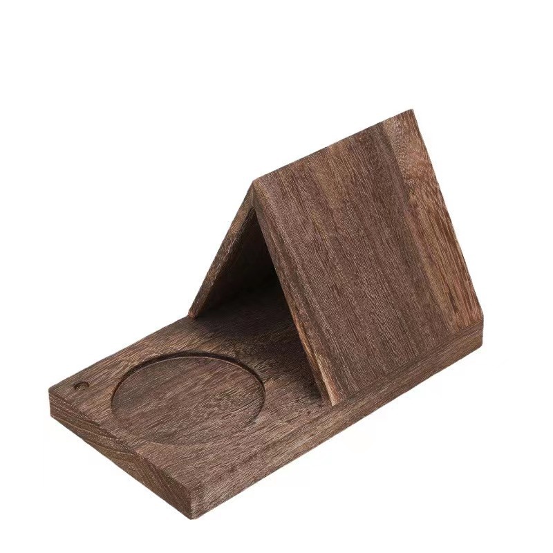 Bandeja de taza de madera maciza Paulownia color marcador estante vintage libro soporte de lectura soporte oficina lectura triángulo estantería
