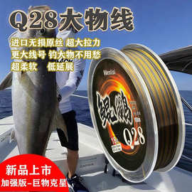Q28双色渐变大物主线100米进口原丝柔软耐磨强拉力低延展黑金渔线