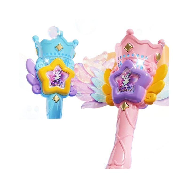 カラフルな天使の魔法の杖バブルガトリング花火バブルマシン全自動ハンドヘルド妖精のおもちゃ新年のギフト|undefined
