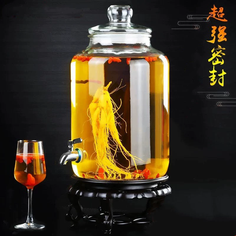 Оптовая стеклянная бутылка игристого вина бытовой женьшень игристое вино герметичная банка 4 кг 6 кг 10 кг 15 кг банка игристого вина